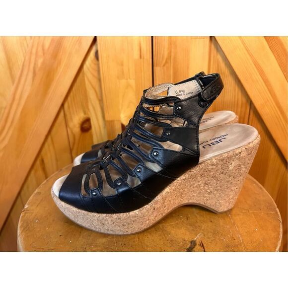 JBU Lillian Black Wedge Sandal Size 6.5M - Picture 1 of 8
